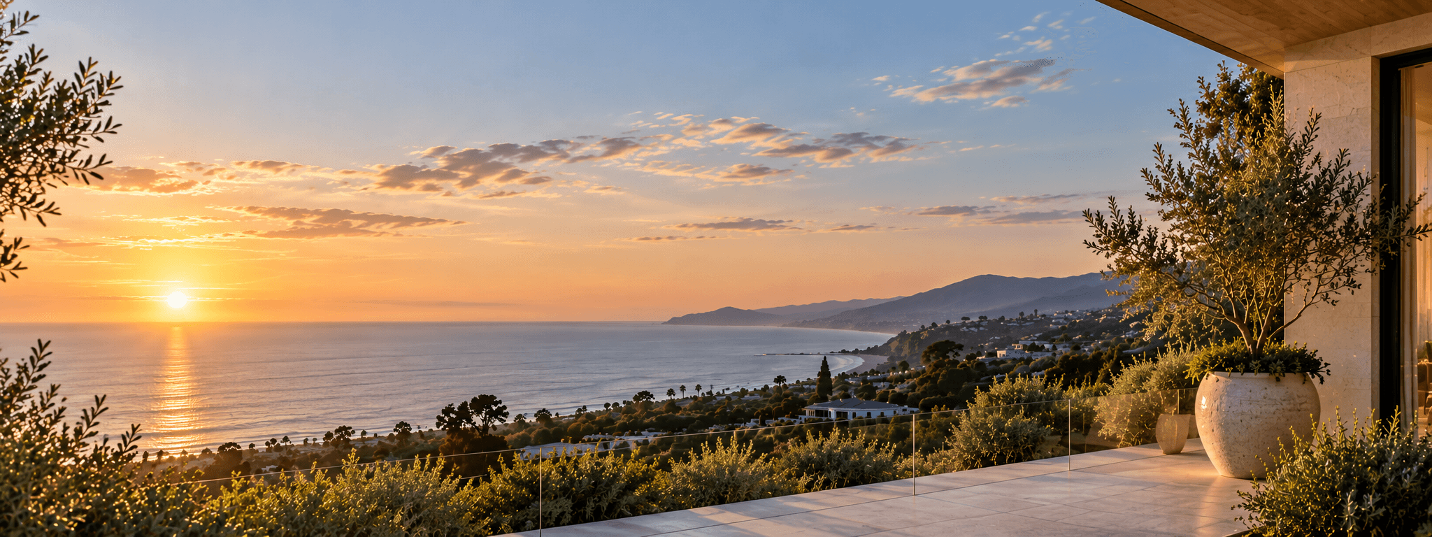 Coastal sunset representing long-term financial planning